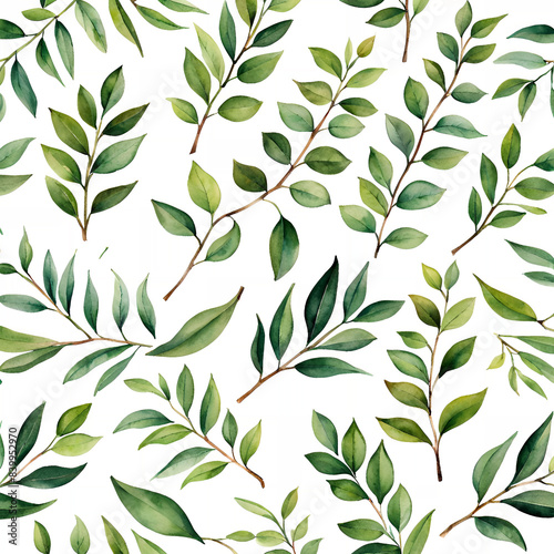 watercolor background, soft leaves pattern, template