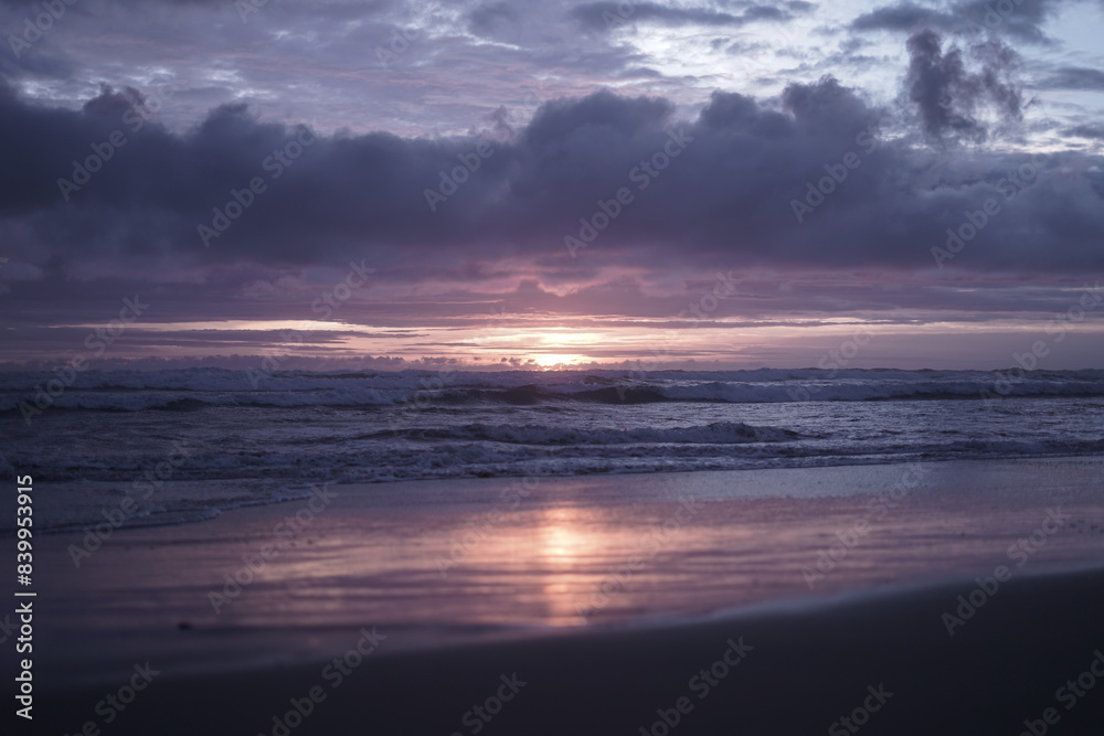 Sunset view on a quiet white sandy beach Sunset view on a quiet white sandy beach