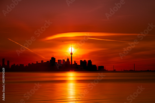 Toronto sunrise at the lake Ontarion photo