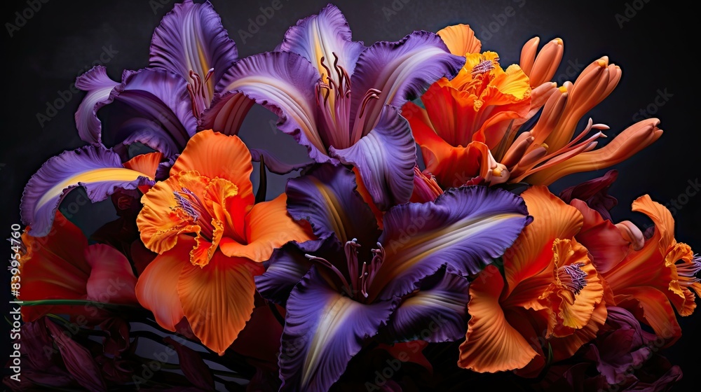 vibrant orange and purple flowers