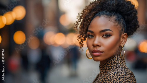 Stunning portrait of a beautiful black female influencer and model