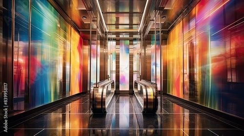 lines blurred elevator interior photo