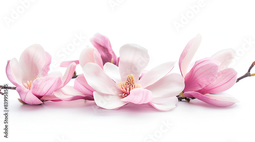 Beautiful blooming magnolia flower bouquet isolated on white background., Generative AI © adan