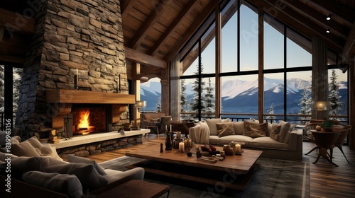 fireplace mountain home interior