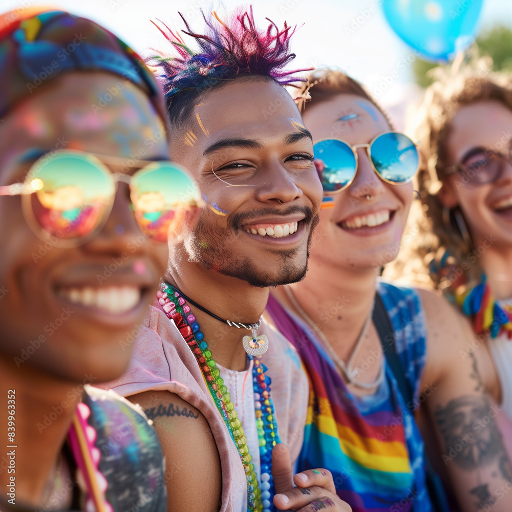 LGBTQIA friends enjoying a festival together LGBTQIA friends enjoying a festival together