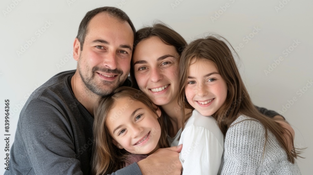 Happy family of three on white background Happy family of three on white background
