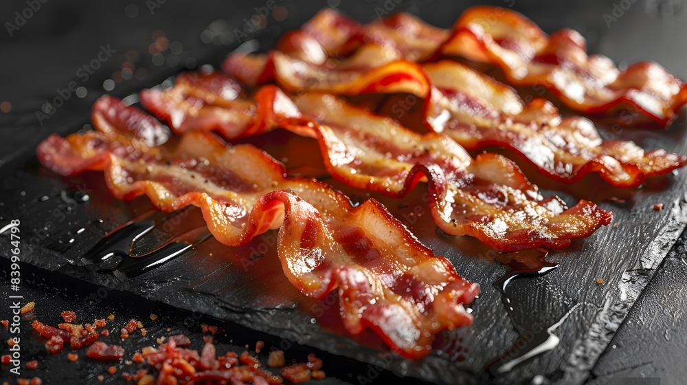 A Bacon pork variety of sizzling meats like on a hot barbecue grill. A Bacon pork variety of sizzling meats like on a hot barbecue grill.