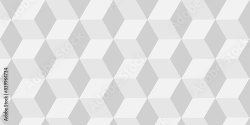 Vector Minimal cubes geometric tile and mosaic wall grid backdrop hexagon technology wallpaper background. white and gray block cube structure backdrop grid triangle texture vintage design.