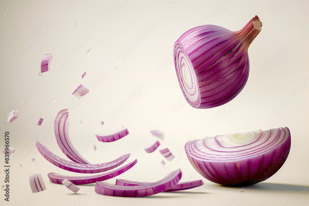 Red onion slice isolated on white background Red onion slice isolated on white background