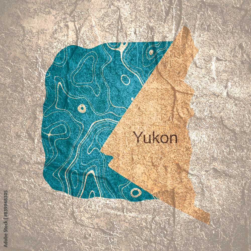 Naklejka premium Map of Yukon with part of ocean. Concept of travel and geography of Canada.