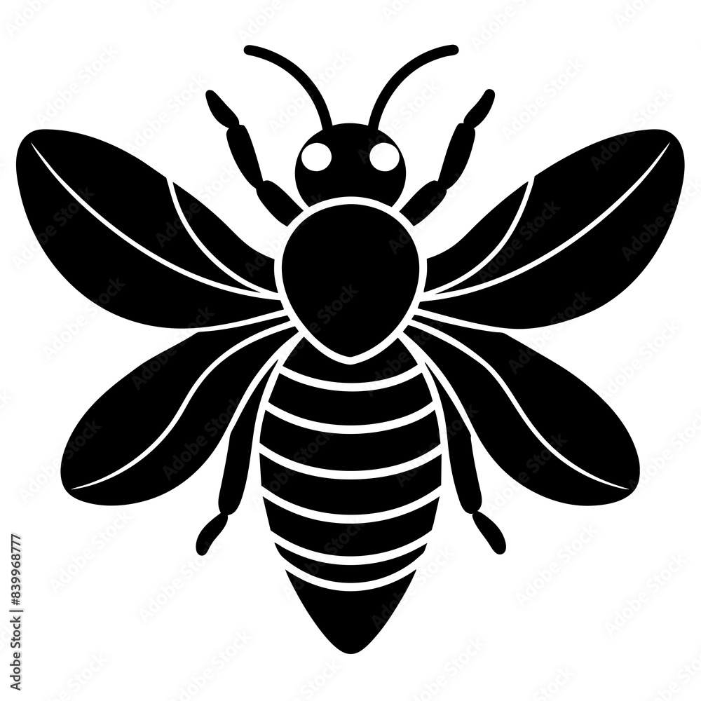 Flying honey bee silhouette simple icon vector illustration Flying honey bee silhouette simple icon vector illustration