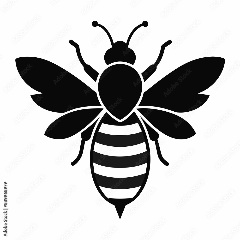 Fototapeta premium Flying honey bee silhouette simple icon vector illustration 