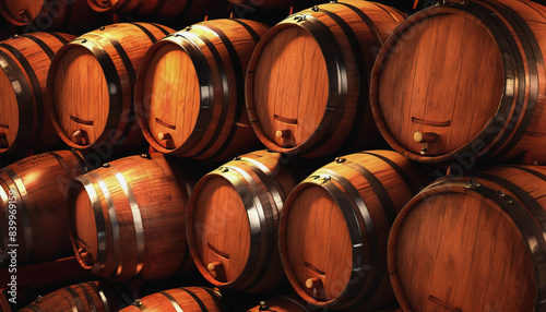 Wine festival in Portugal, wine warehouse. barrels of wine. the wine cellar. long-term storage of wine