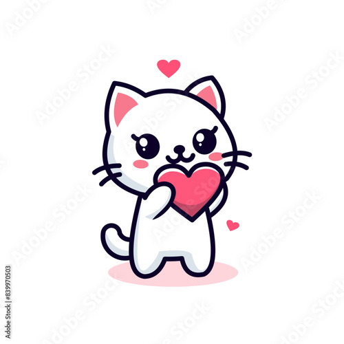 Vector cute cat mascot brings love