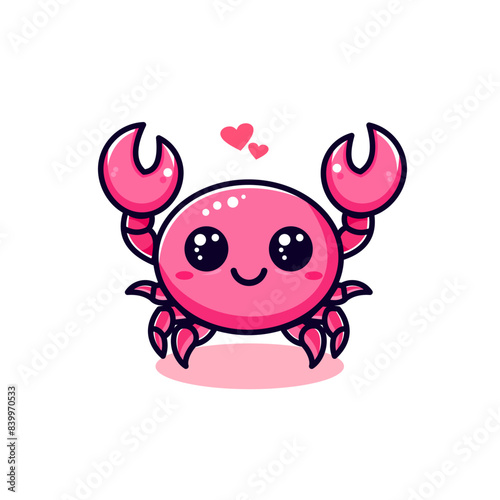 Cute vector pink crab mascot.eps