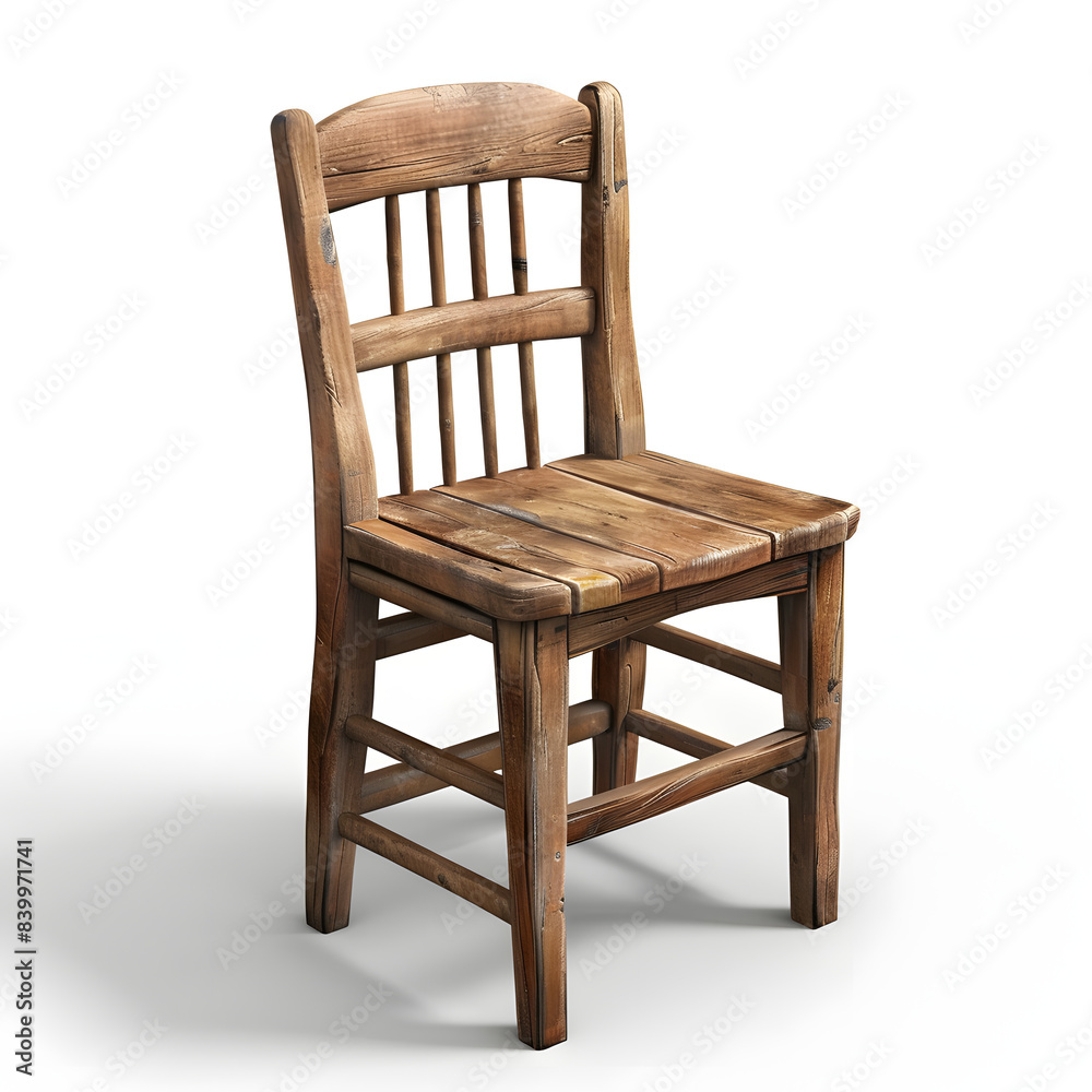 3D wooden chair on white background 3D wooden chair on white background