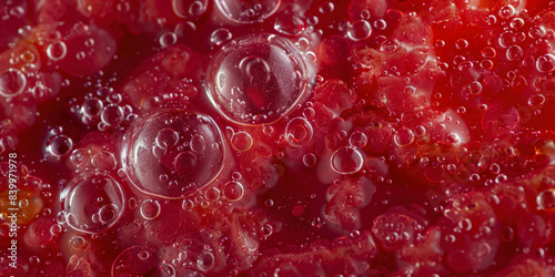 Texture Frozen Uneven Red Jelly With Bubbles For Background Created Using Artificial Intelligence