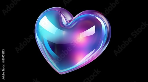 Holographic Heart Icon Symbo Stylized Rainbow Iridescent Opalescent