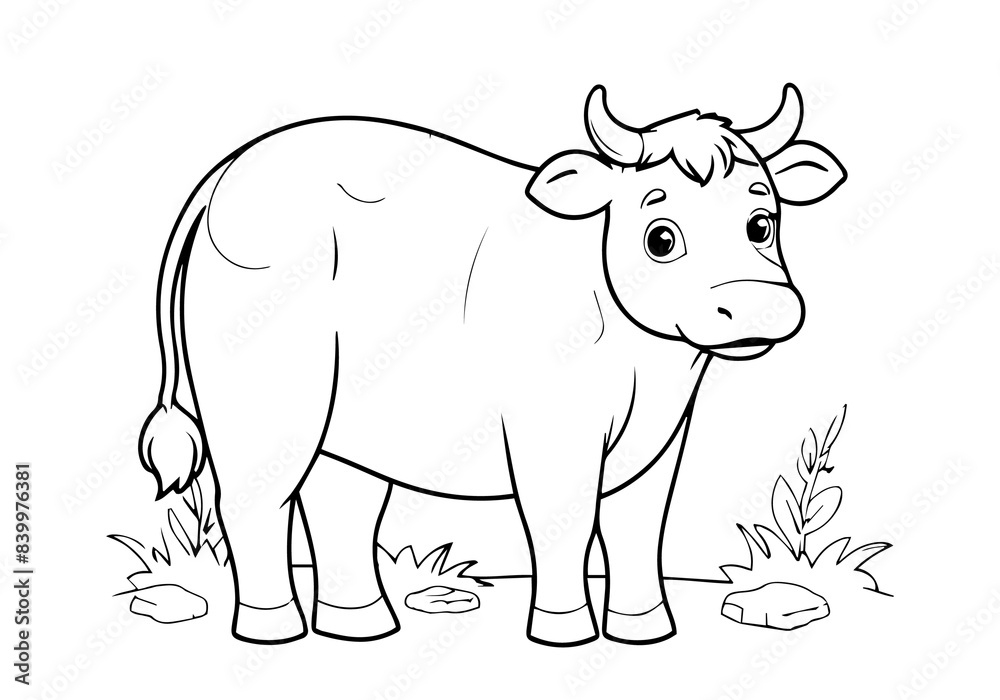 Fototapeta premium Coloring page of cow for kids coloring book