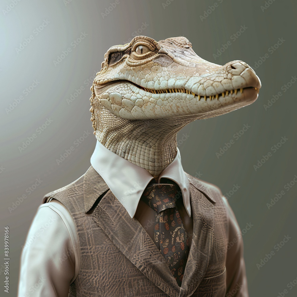 An impressive 3D render of a unique, realistic animal avatar wearing ...