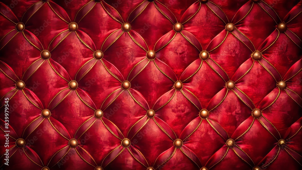 Fototapeta premium Luxurious red velvet capitone background with intricate antique patterns, evoking opulence and sophistication, perfect for high-end product or fashion photography settings.