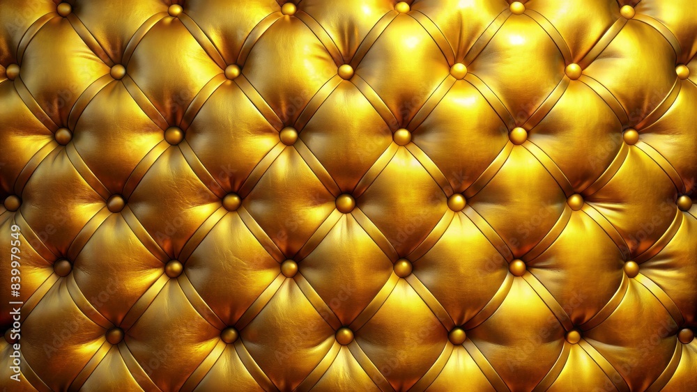 Fototapeta premium Rich, luxury antique backdrop featuring a vibrant yellow gold leather capitone pattern, evoking opulence, sophistication, and refinement, perfect for high-end product showcases.