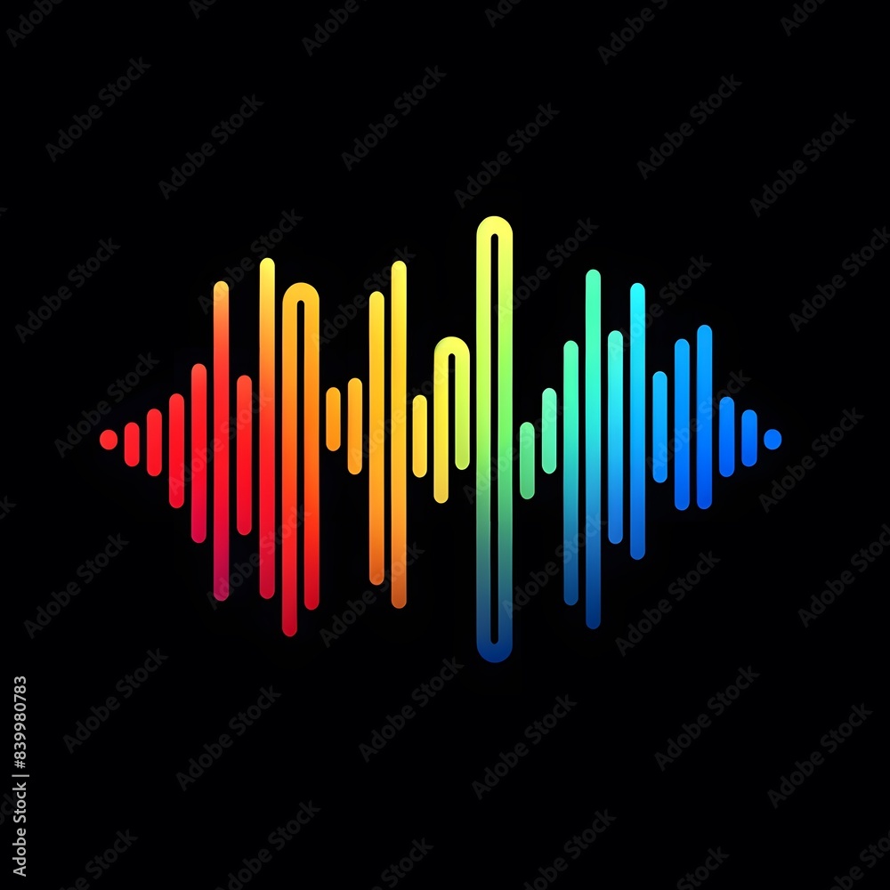 Simplistic Rainbow Sound Wave Illustration on a Black Background Simplistic Rainbow Sound Wave Illustration on a Black Background