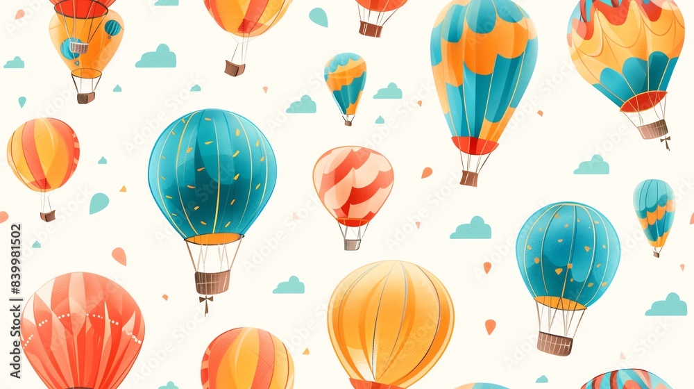Naklejka premium seamless pattern Abstract art Whimsical hot air balloons