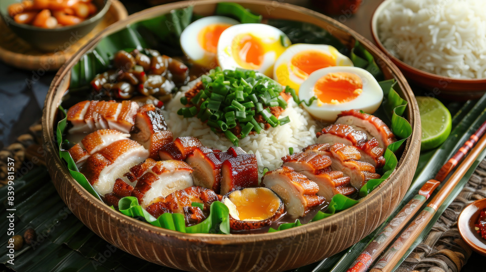 Savor Vietnamese Tet holiday dishes in spring: coconut water-braised pork belly with hard-boiled eggs, mixed pickles, and rice, a Lunar New Year staple Savor Vietnamese Tet holiday dishes in spring: coconut water-braised pork belly with hard-boiled eggs, mixed pickles, and rice, a Lunar New Year staple
