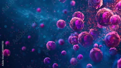 Wallpaper Mural 3D Render Illustration of Cancer Cells in Purple Color Torontodigital.ca