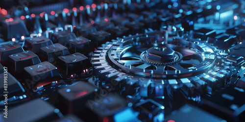 Gear Laptop With Gears On Top Of It  Backgrounds