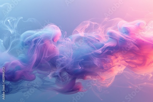 A captivating subject with blue smoke billowing around, highlighted by light magenta and light amber tones, in a minimalist background, exuding a ghostly aura in ultra hd