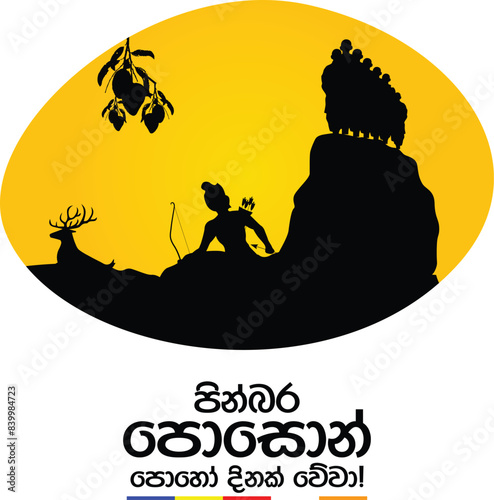 Poson Poya Day. Sri Lanka Poson Day. Mihinthale. EPS10