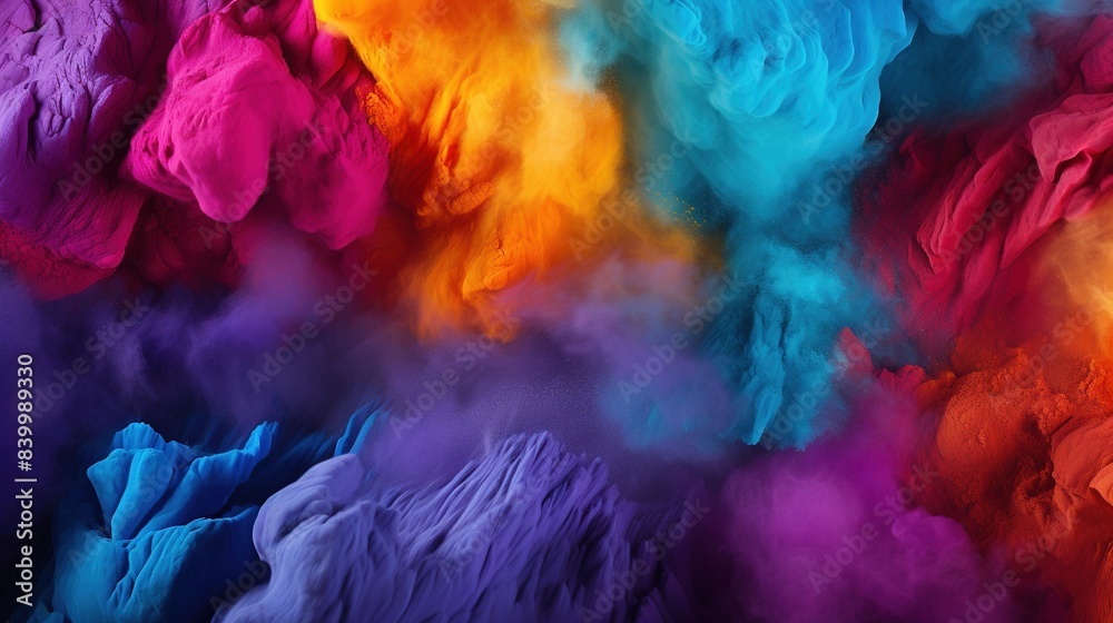 Fototapeta premium colorful dye powders in bright and vibrant colors with copy space for banners and backgrounds