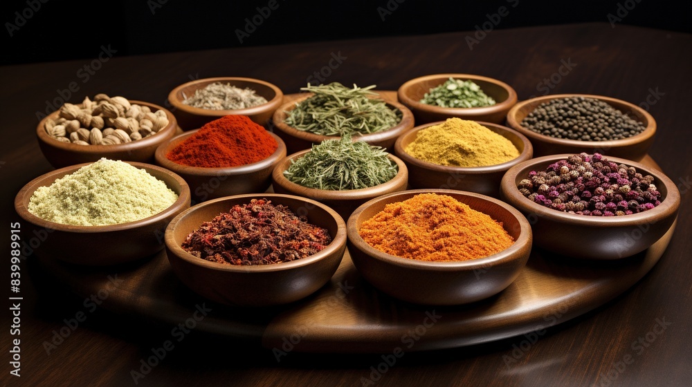 Spice and seasoning kit with a variety of spices, herbs, and spice bowls Spice and seasoning kit with a variety of spices, herbs, and spice bowls