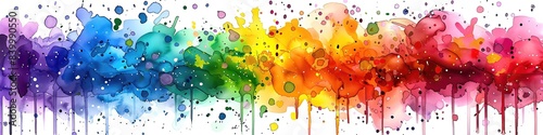 A colorful painting with a rainbow and a splash of paint