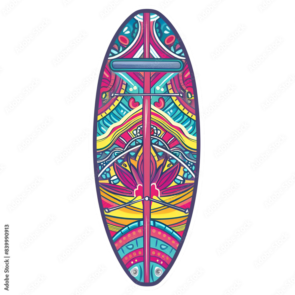Paddle board, Sticker, Adorable, Neon, Folk Art, Contour, Vector, White Background, Detailed Paddle board, Sticker, Adorable, Neon, Folk Art, Contour, Vector, White Background, Detailed