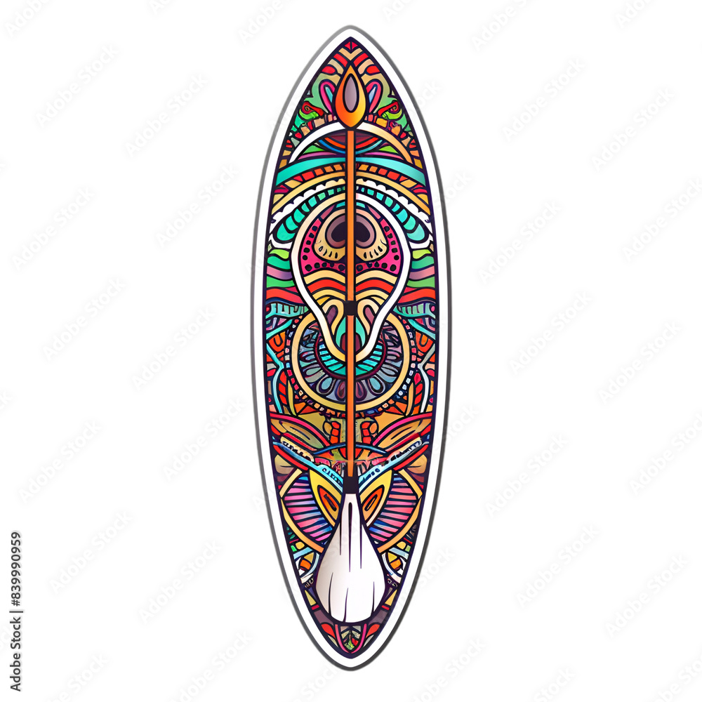 Paddle board, Sticker, Adorable, Neon, Folk Art, Contour, Vector, White Background, Detailed Paddle board, Sticker, Adorable, Neon, Folk Art, Contour, Vector, White Background, Detailed