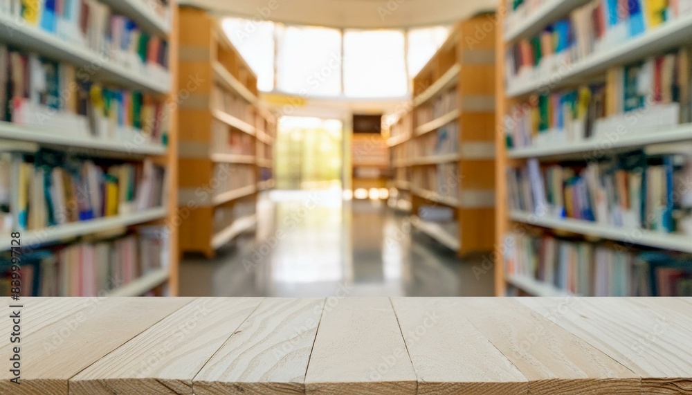 Obraz premium The Fog of Learning: A Blurred Public Library Interior