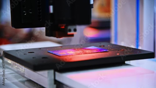 Silicon wafer being processed at semiconductor foundry