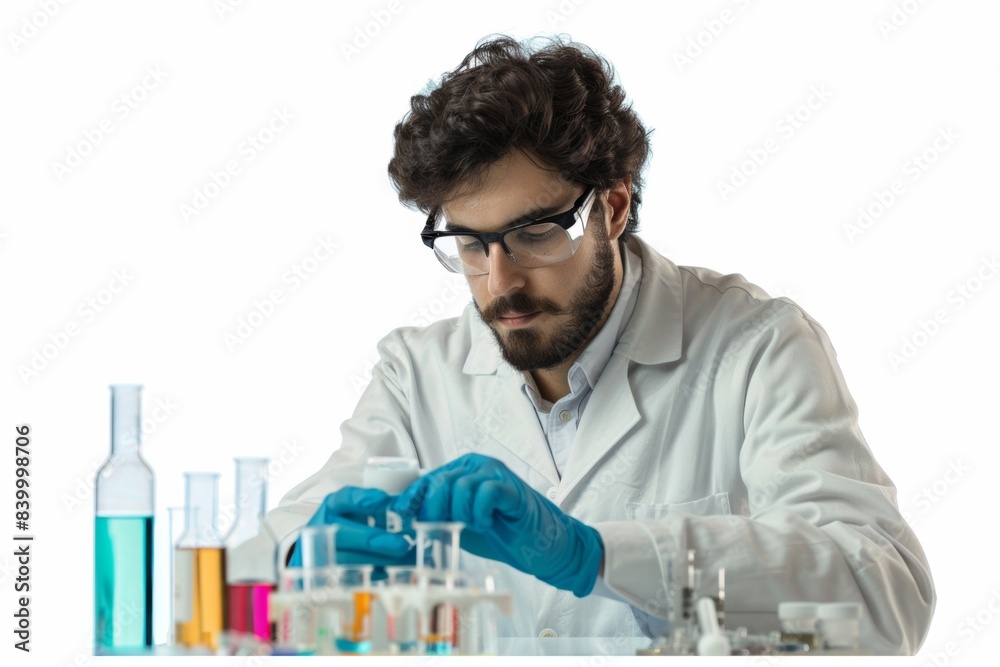 Scientists working with chemicals Scientists working with chemicals