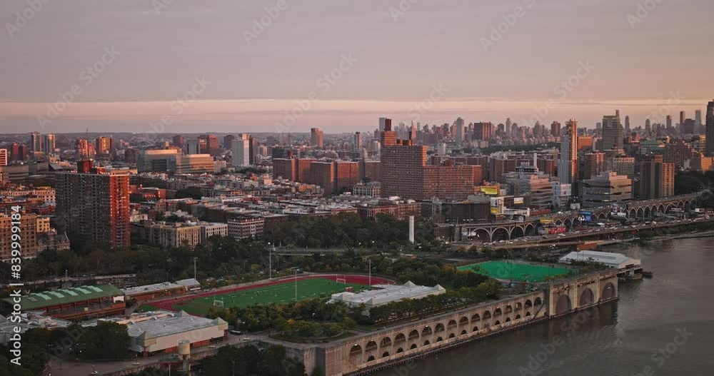 NYC New York Aerial v253 drone flyover Hudson river capturing Riverbank State Park in Hamilton Heights neighborhood and cityscape of Upper Manhattan at sunset - Shot with Inspire 3 8k - September 2023 NYC New York Aerial v253 drone flyover Hudson river capturing Riverbank State Park in Hamilton Heights neighborhood and cityscape of Upper Manhattan at sunset - Shot with Inspire 3 8k - September 2023