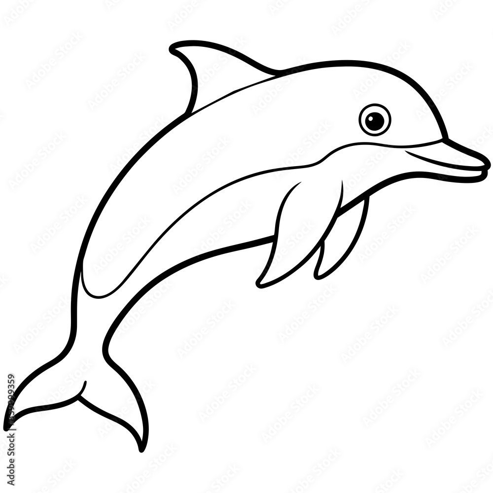 Fototapeta premium dolphin line art vector illustration.