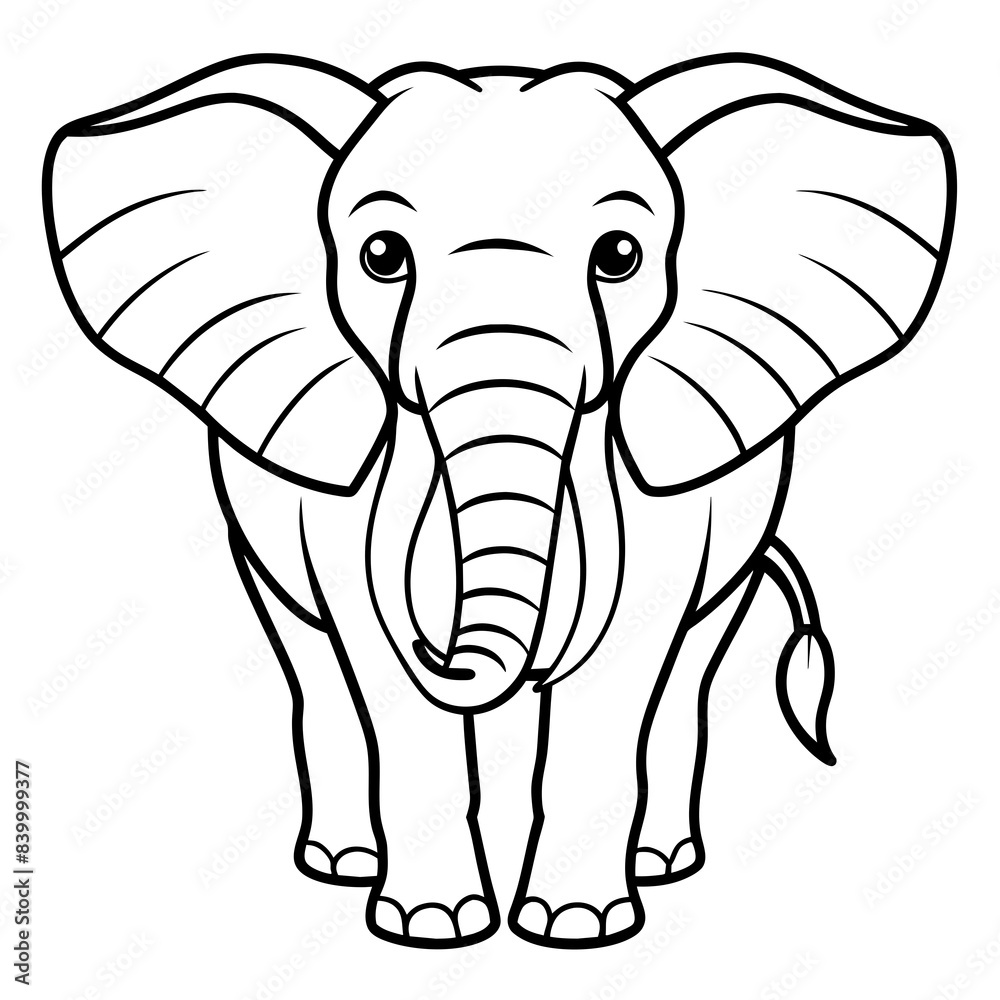 Fototapeta premium elephant line art vector illustration.