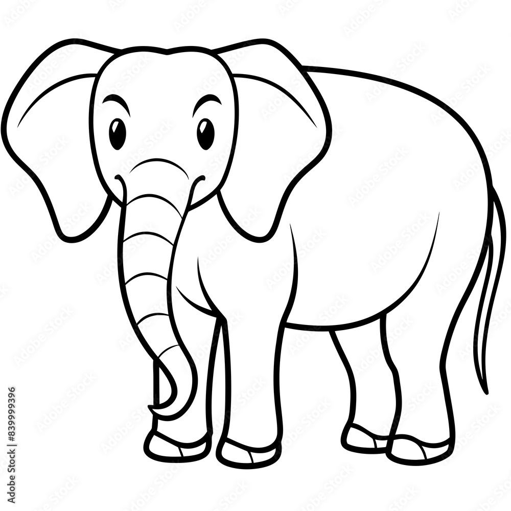 Fototapeta premium elephant line art vector illustration.