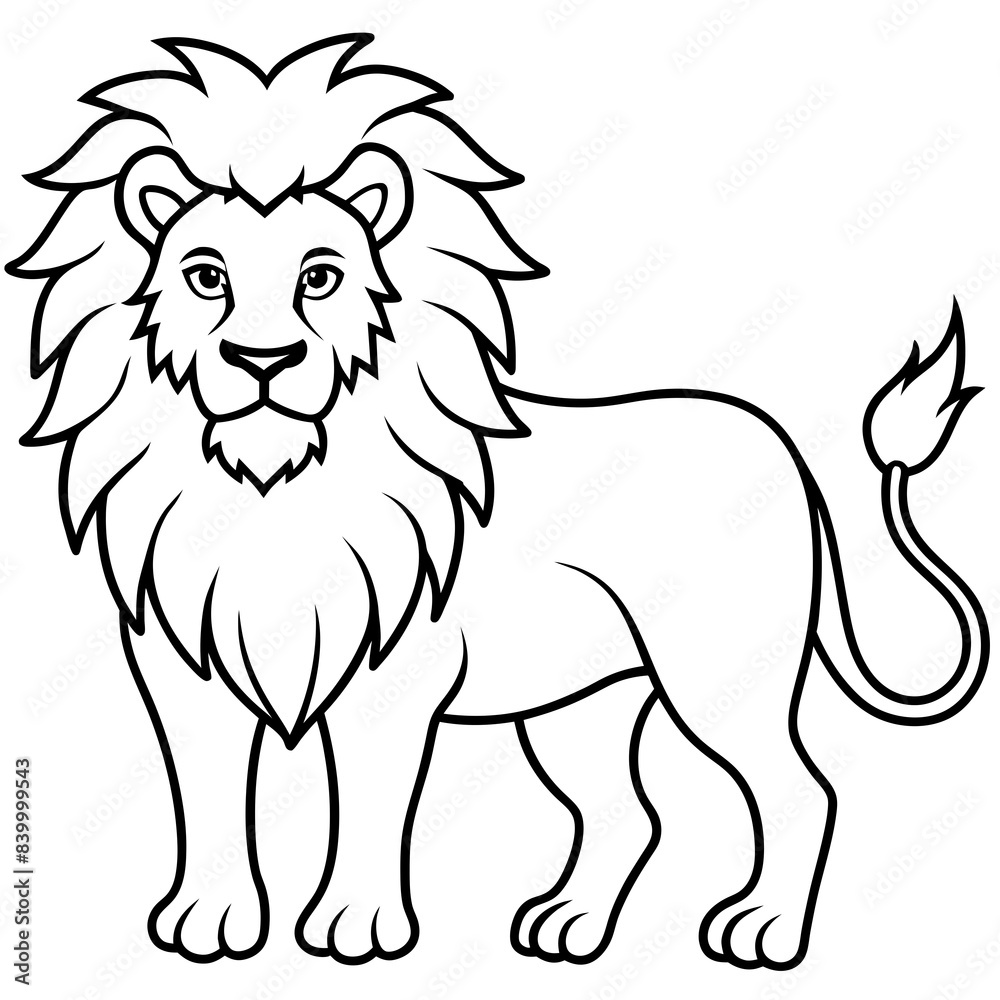 Obraz premium lion line art vector illustration.