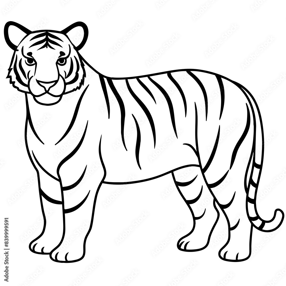 Fototapeta premium tiger line art vector illustration.