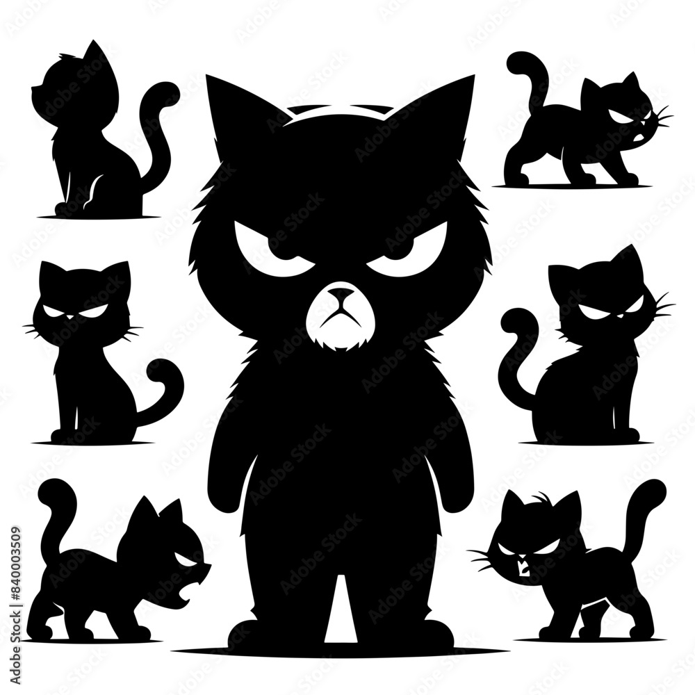 set of cats silhouettes set of cats silhouettes