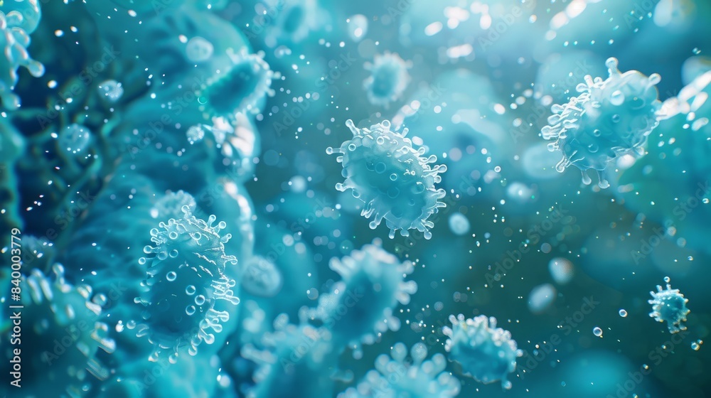 3D Rendering Illustration of Gut Microbes in Blue Color Theme 3D Rendering Illustration of Gut Microbes in Blue Color Theme