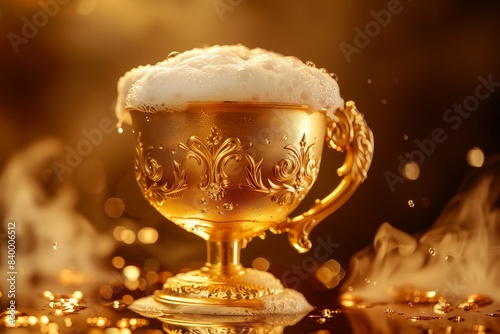 a golden beer mug